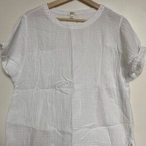 100% Cotton dylan Oversized White Crinkle Blouse
